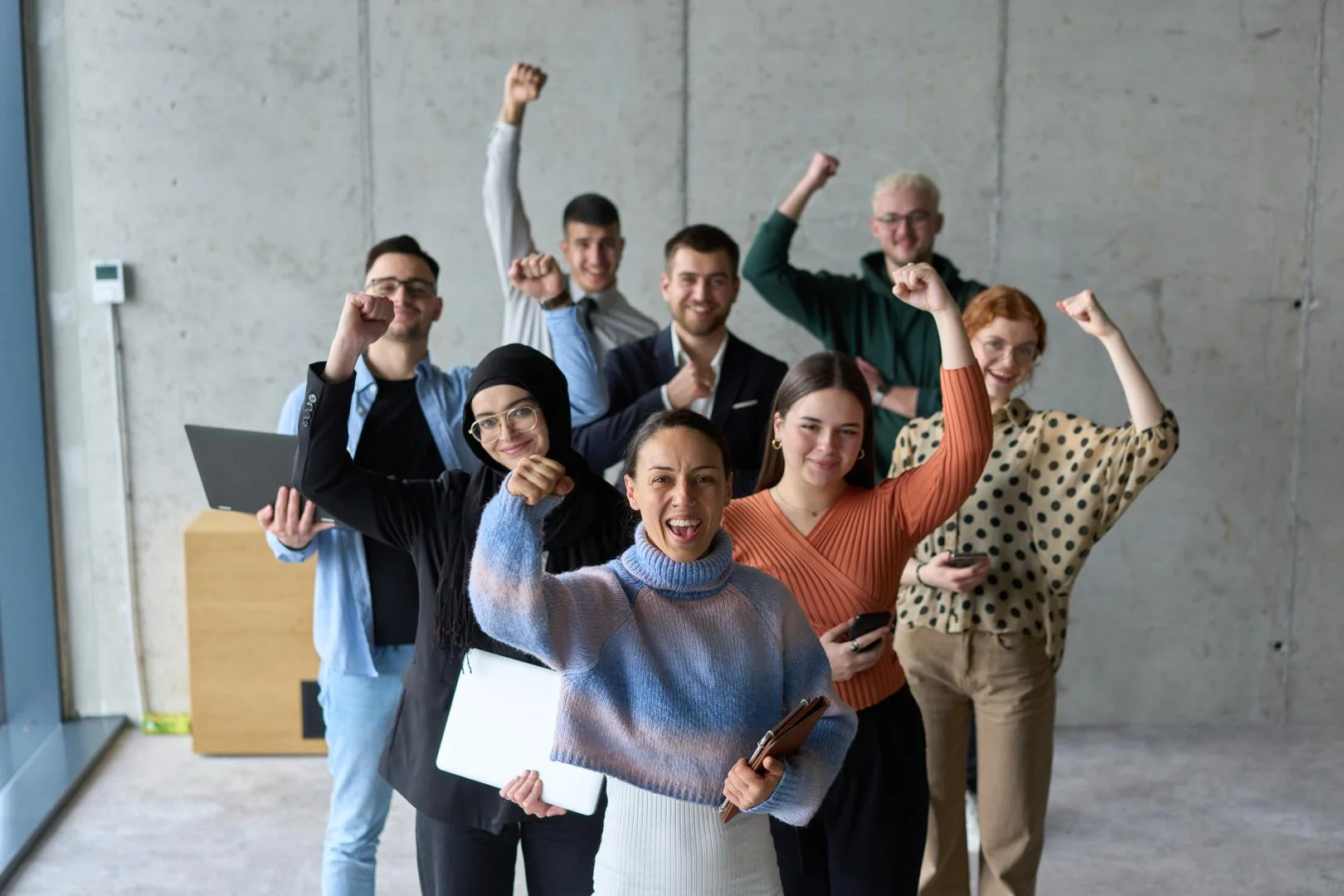 Professionals collaborating in an office